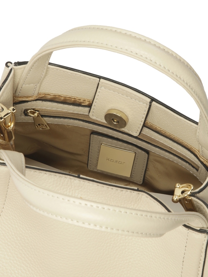 Soft cream handbag with monogram embossed strap BLAINE S