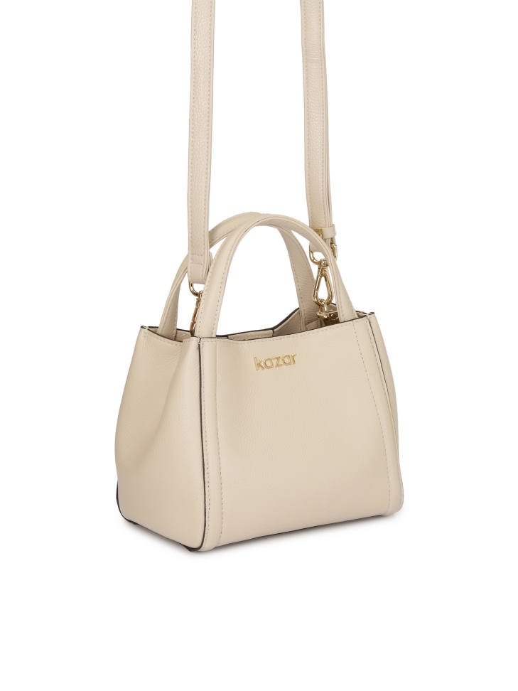 Soft cream handbag with monogram embossed strap BLAINE S
