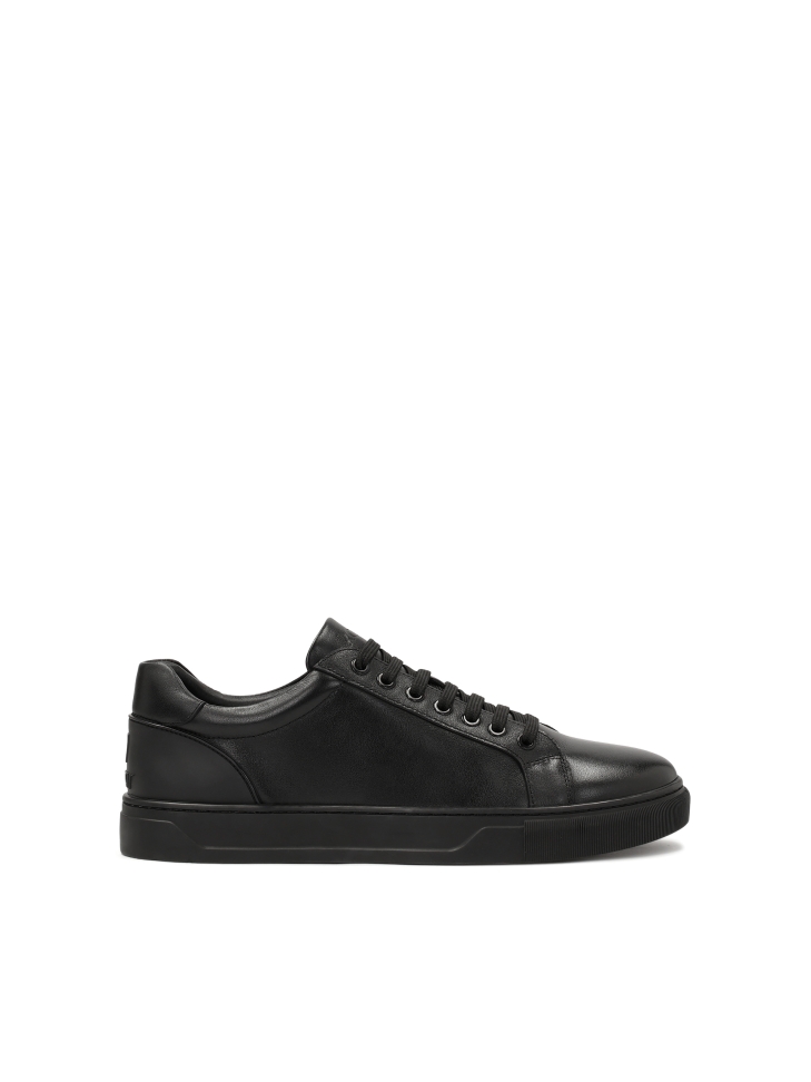 Black lace-up leather sneakers AJAKS