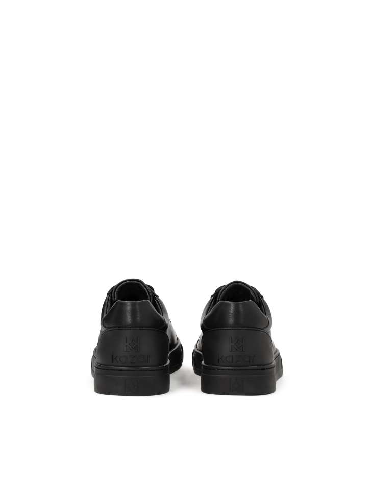 Black lace-up leather sneakers AJAKS