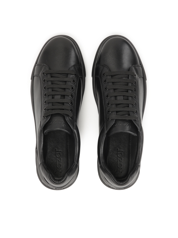 Black lace-up leather sneakers AJAKS