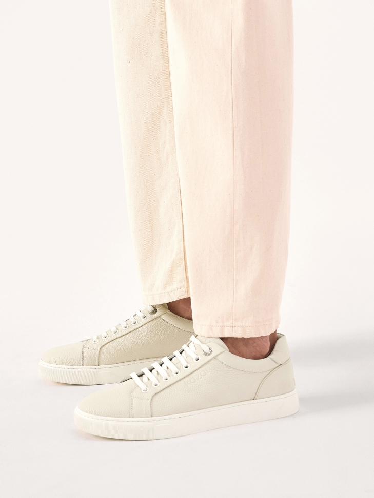 Light gray pea leather sneakers AJAKS