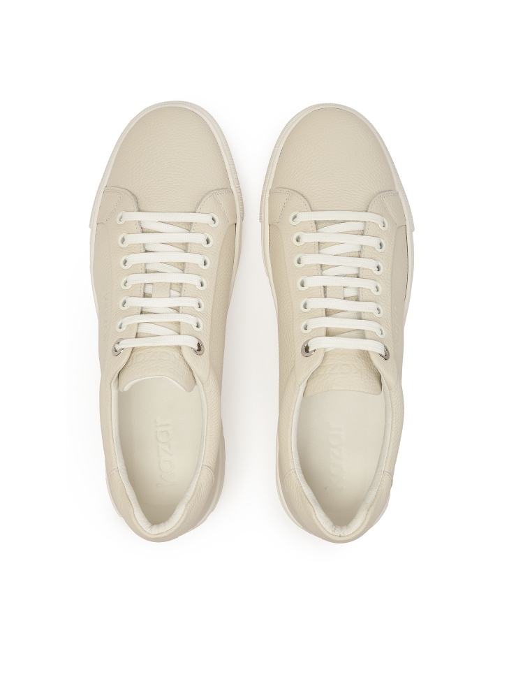 Light gray pea leather sneakers AJAKS