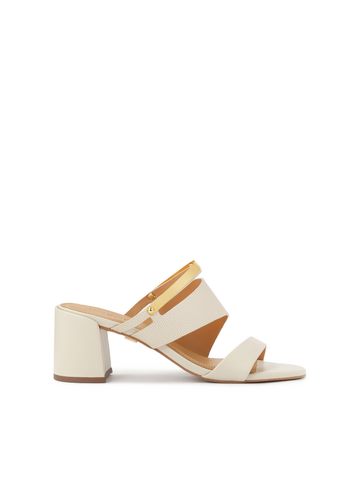 Heeled mules with metal strap decoration NORA