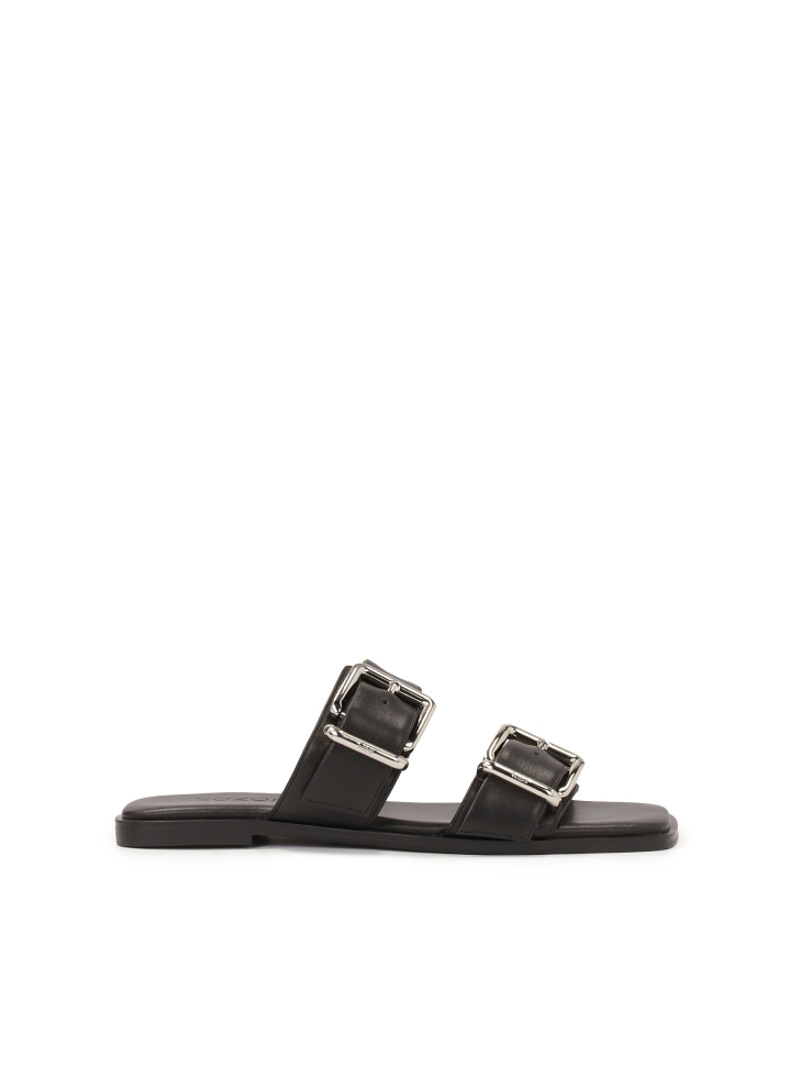 Leather slides with wide straps LIV