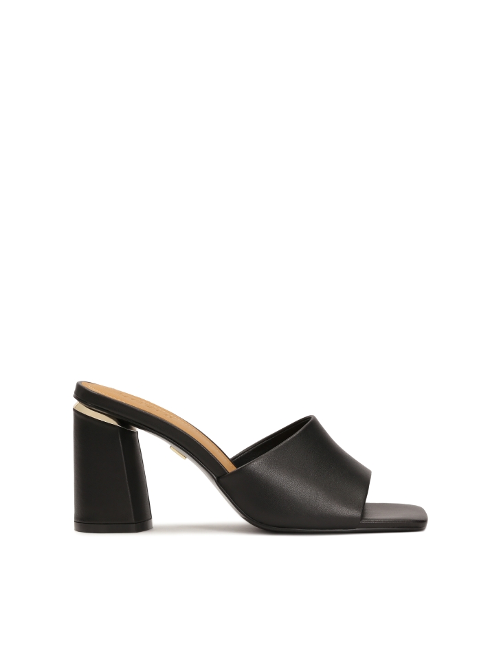 Black mules on a post with a square front MAR