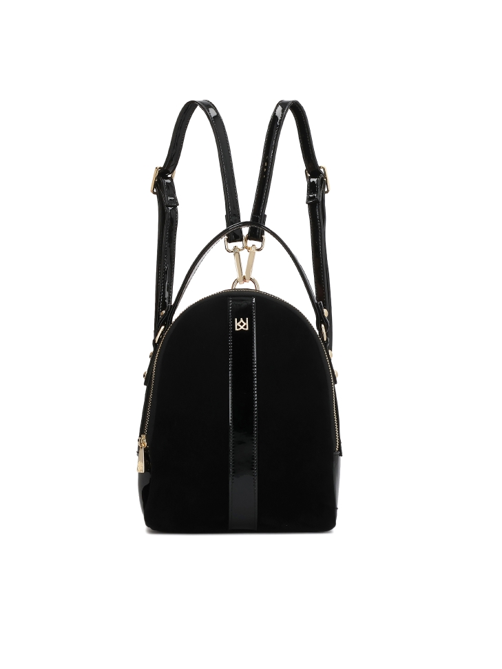 Compact backpack in suede and patent leather HEMERA