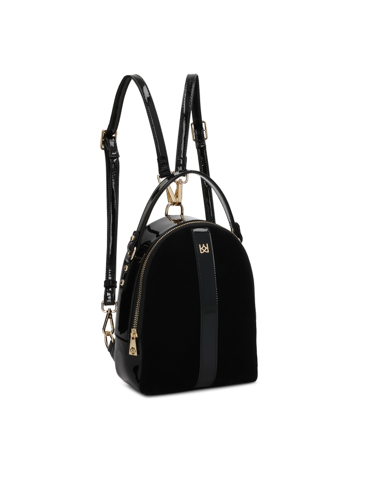 Compact backpack in suede and patent leather HEMERA