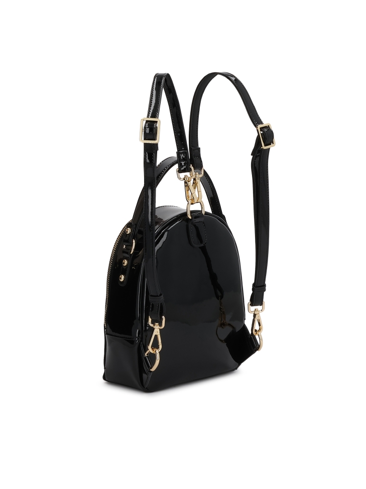 Compact backpack in suede and patent leather HEMERA