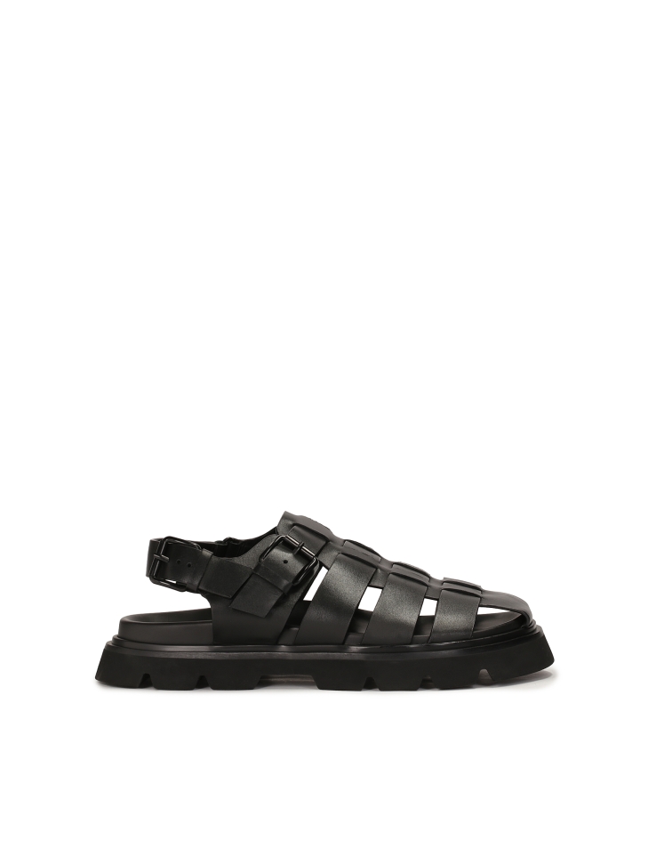 Black leather sandals with covered toes ANTONN