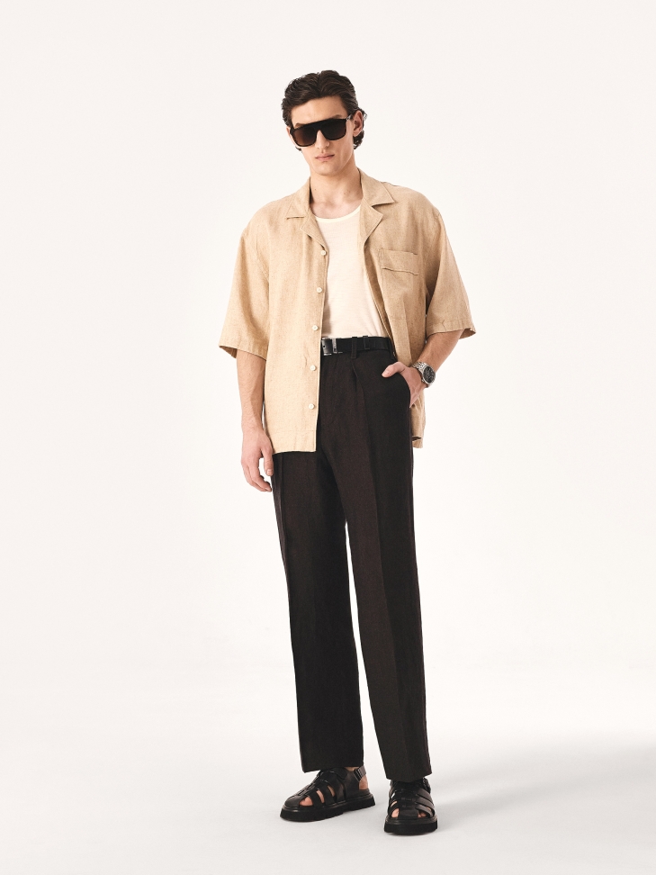 Black leather sandals with covered toes ANTONN