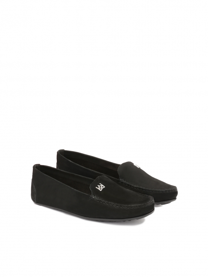 Women's nubuck black moccasins TRICIA