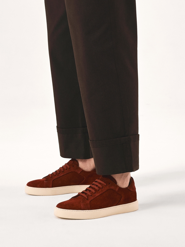 Red sneakers with classic lacing DESSOUBRE 