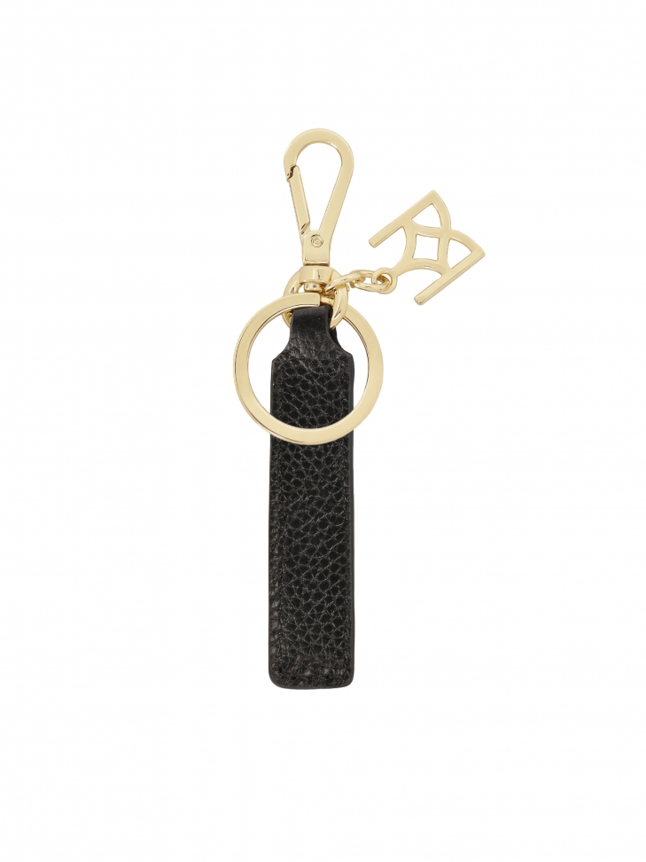 Black leather key ring with gold hardware VALERA