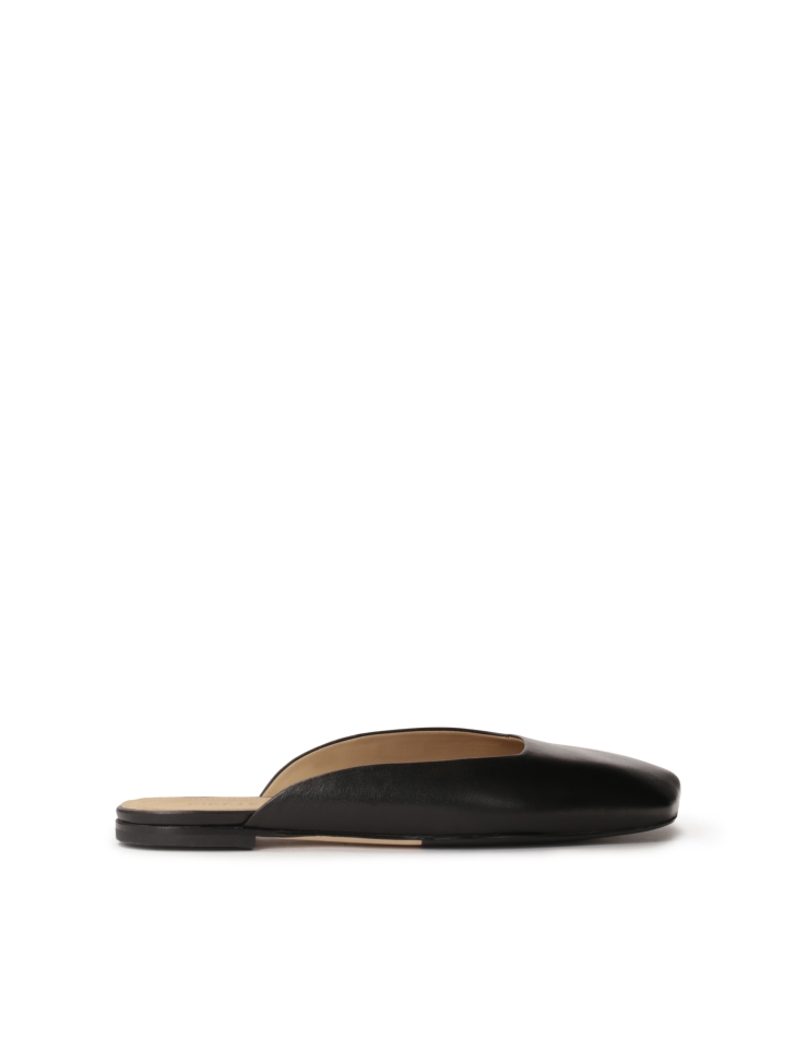 Slip-on black slides with square front  KS BRICE