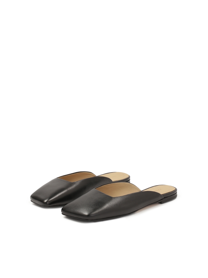 Slip-on black slides with square front  KS BRICE