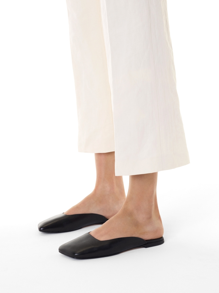 Slip-on black slides with square front  KS BRICE