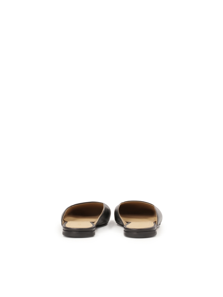 Slip-on black slides with square front  KS BRICE