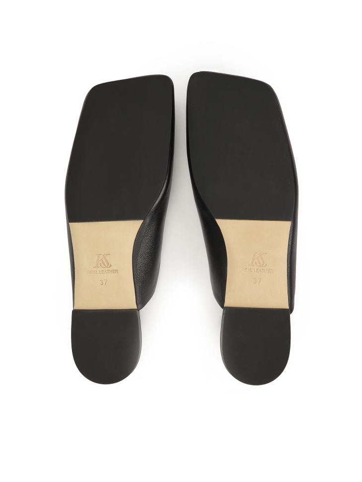 Slip-on black slides with square front  KS BRICE