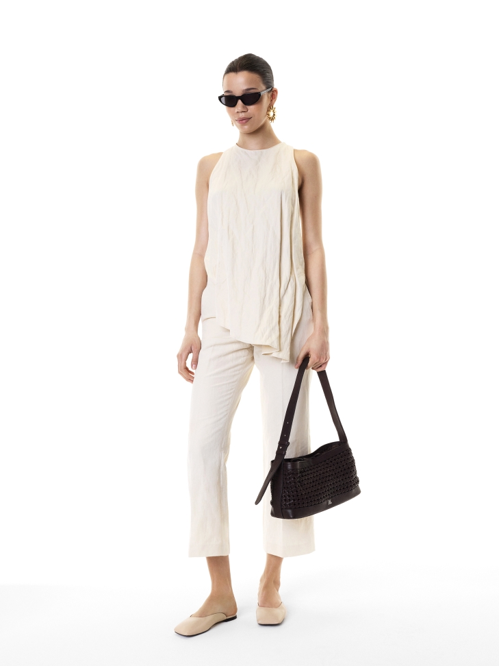 Leather slides on a flat sole with a square front KS BRICE