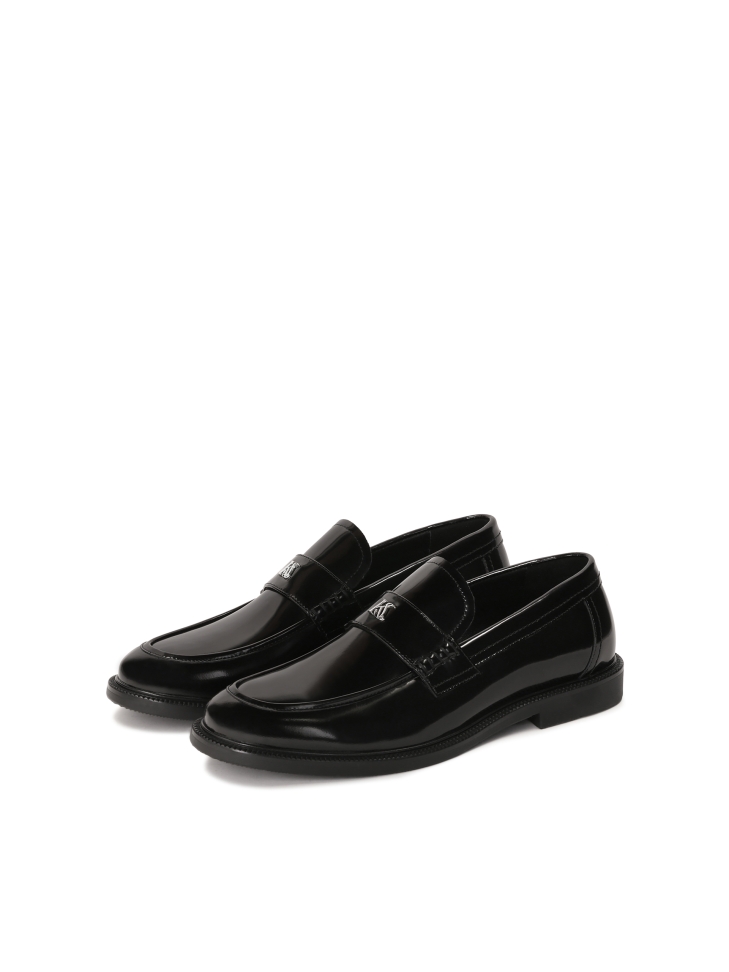 Monogrammed black slip-on loafers KS MAACURY