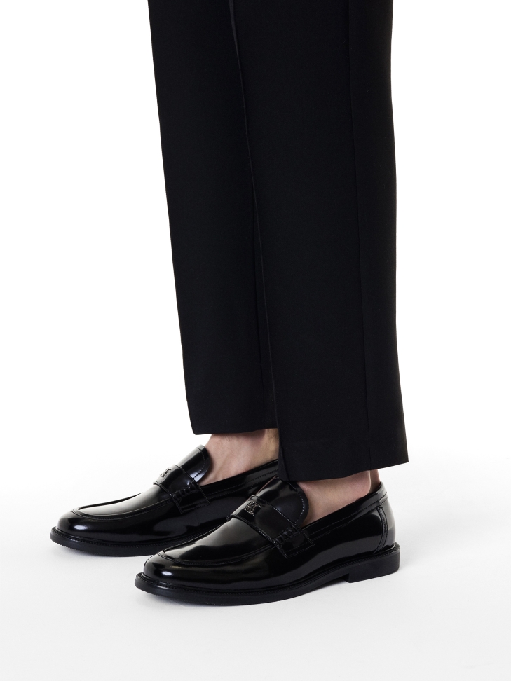 Monogrammed black slip-on loafers KS MAACURY