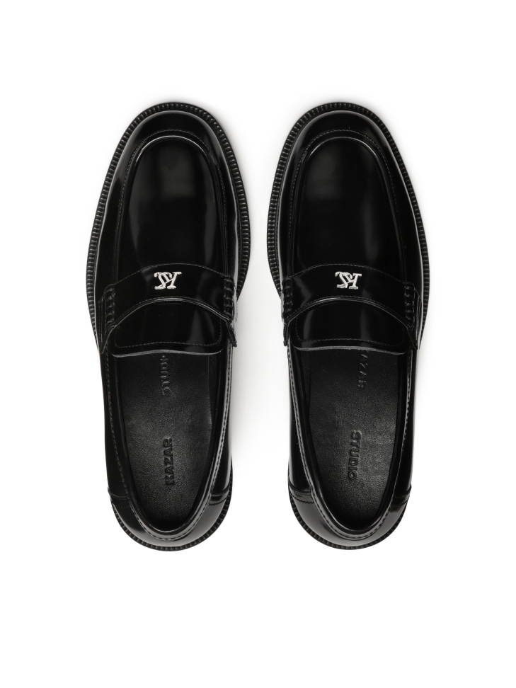 Monogrammed black slip-on loafers KS MAACURY