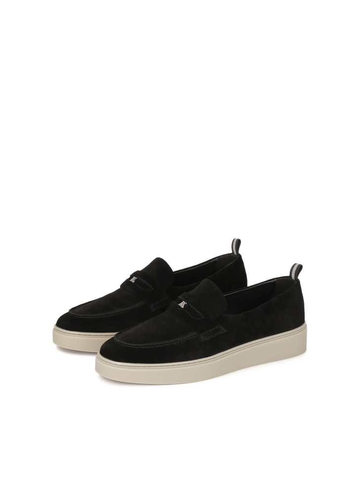 Black slip-on sneakers with silver logo  KS ETIENNE
