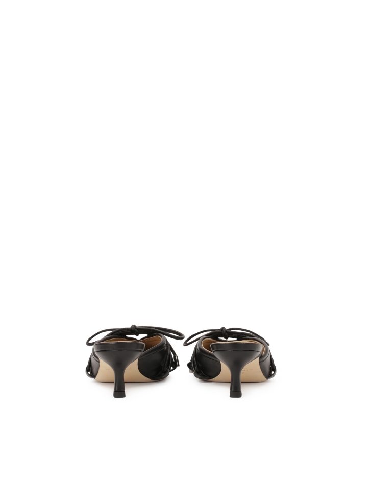 Black heeled mules with built in front and bow detail  KS LEONCE