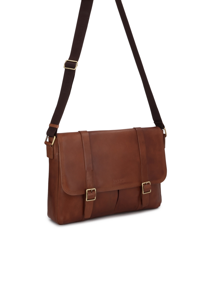 Brown shoulder bag with laptop pocket IRENEUSS