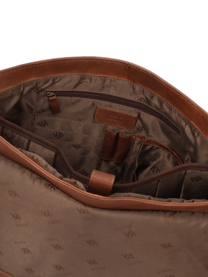 Brown shoulder bag with laptop pocket IRENEUSS