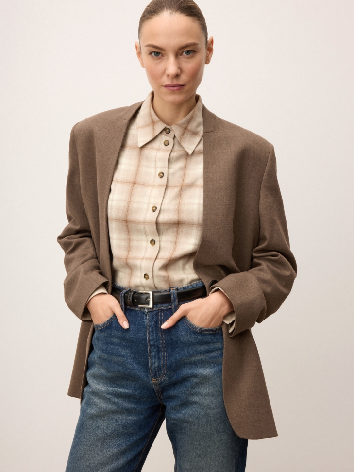 Black leather belt with logoed loop and silver buckle SERENA