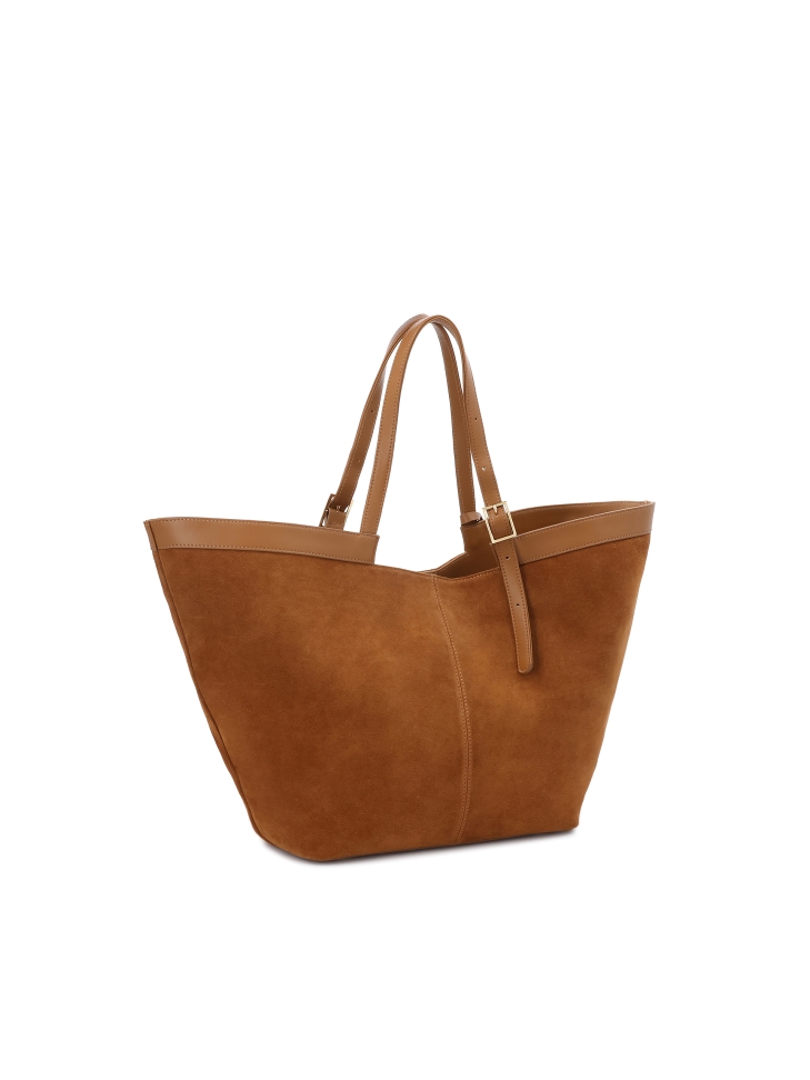 Suede light brown trapeze handbag NAN