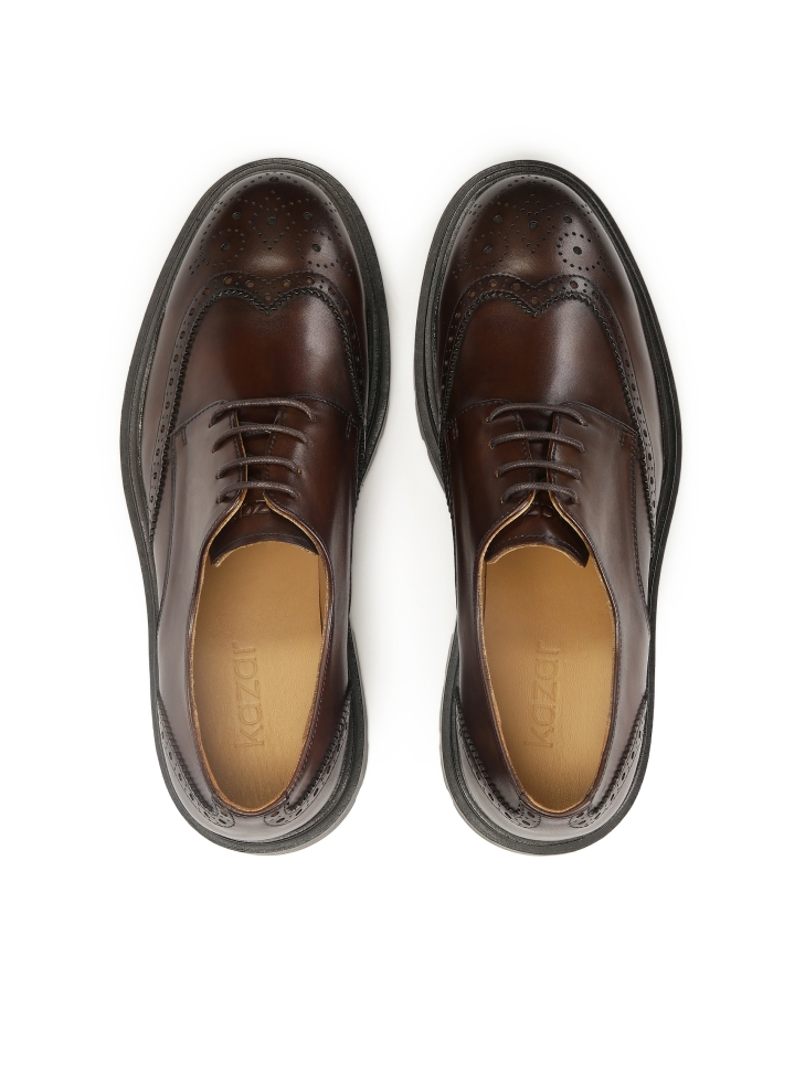 Brown derby style BROGUES with openwork embellishment ADAN
