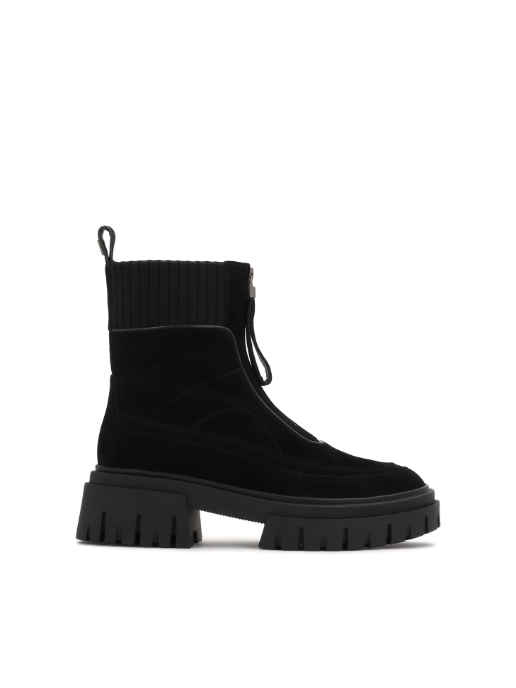 Suede boots with a zipper on the front of the upper ELODEA