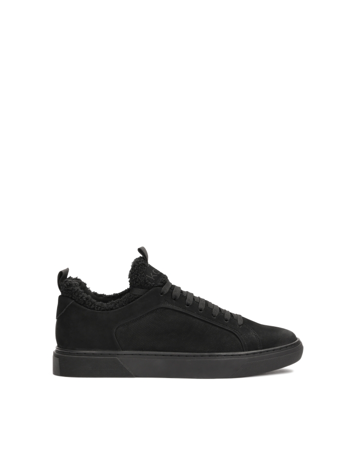 Black nubuck and fabric sneakers AUGUSTINNO