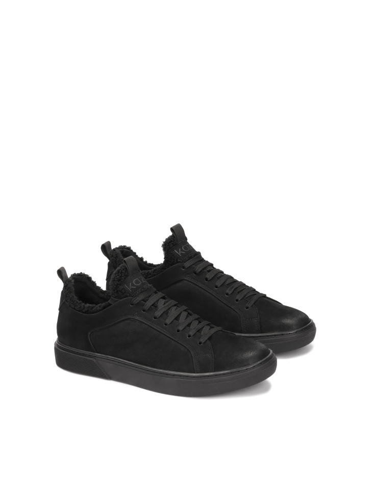 Black nubuck and fabric sneakers AUGUSTINNO