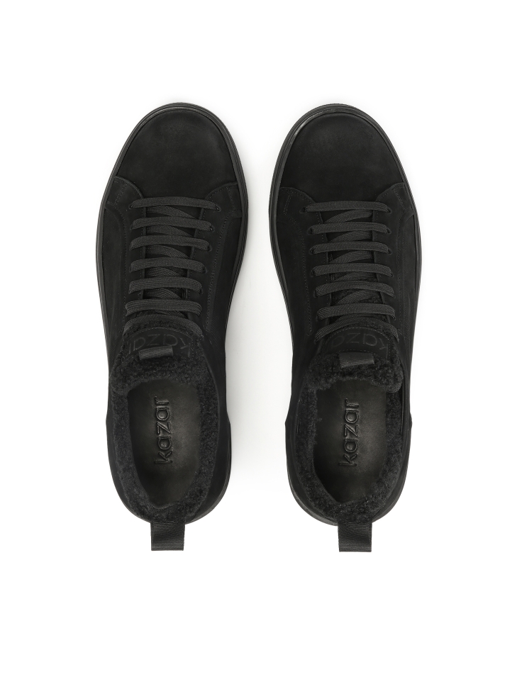 Black nubuck and fabric sneakers AUGUSTINNO