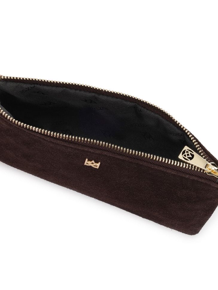 Brown natural suede handbag with minimalist design JERRIAR