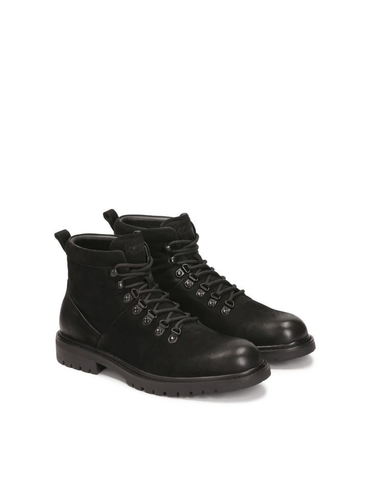 Lace-up boots in black nubuck ROCII