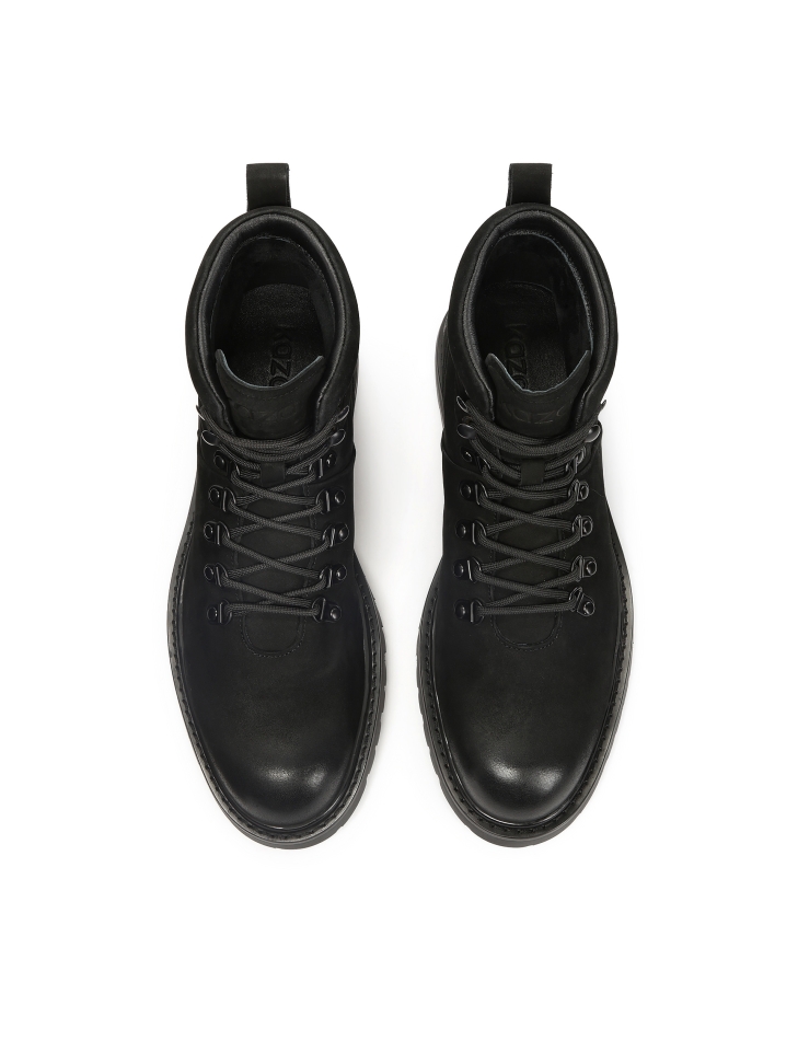 Lace-up boots in black nubuck ROCII