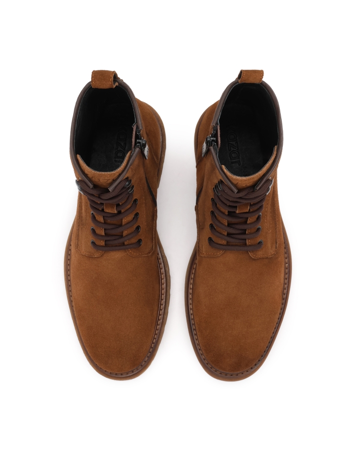 Brown men's boots made of natural suede OCTAVIOSS