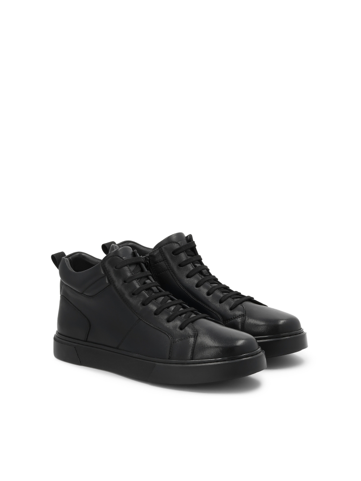 Black ankle sneakers in natural leather TRUXTON