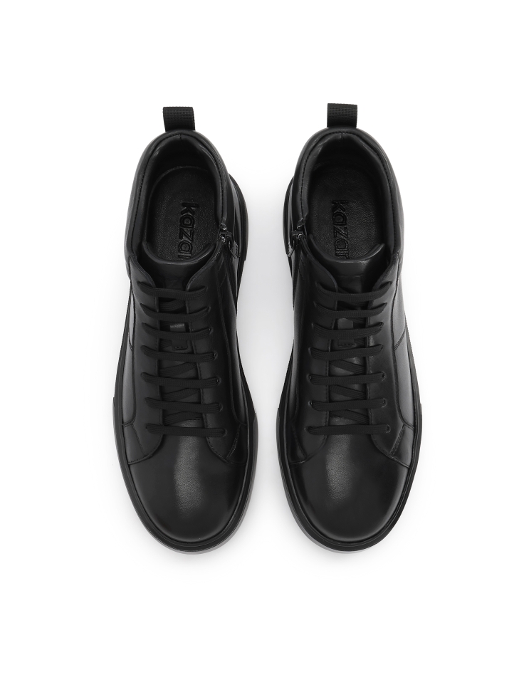 Black ankle sneakers in natural leather TRUXTON