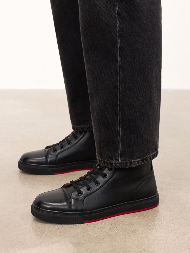 Lace-up high leather sneakers LENNART