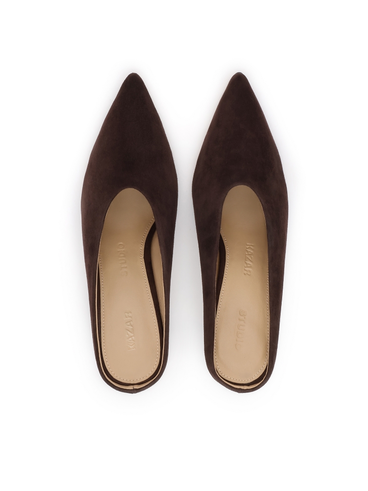 Brown mules on a bent pin  KS ELYSIE