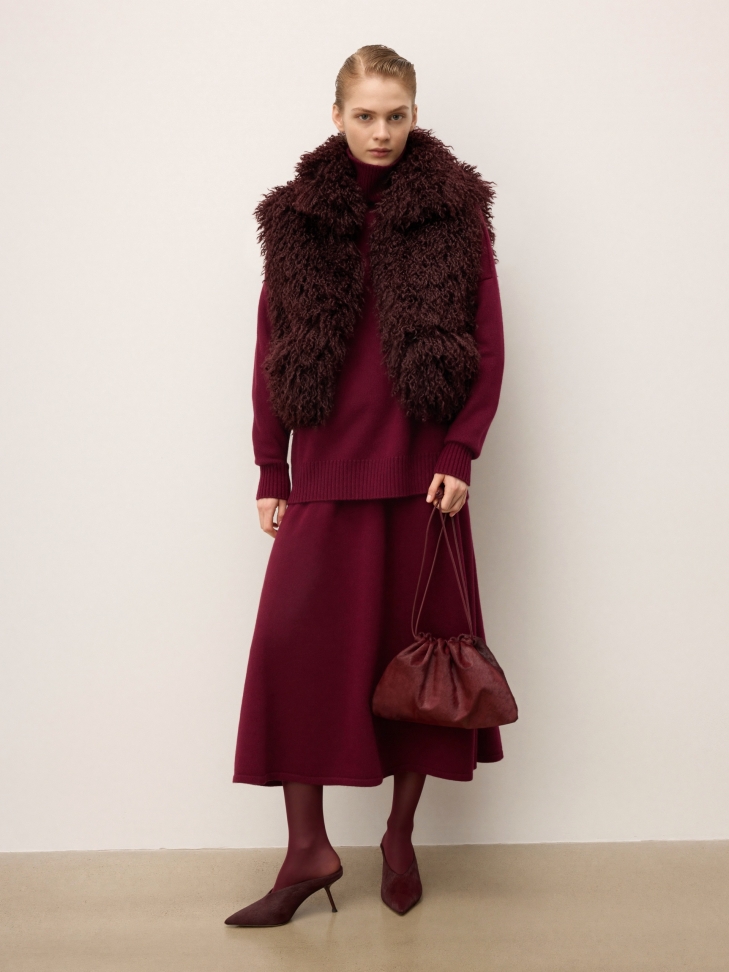 Maroon stiletto mules with natural bristles KS ELYSIE