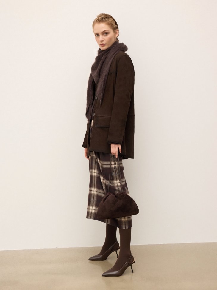 Brown stiletto pumps with an open heel  KS ELYSIE