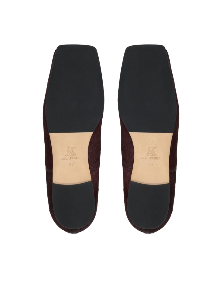 Maroon bristles leather shoes KS LORIENT