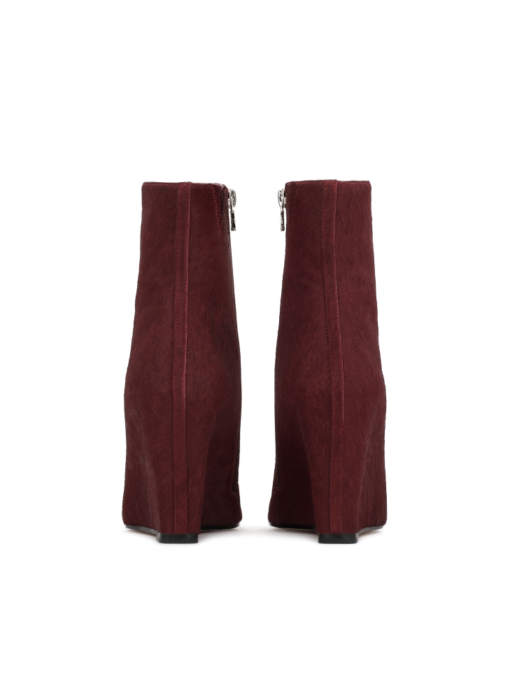 Maroon boots with natural bristles KS OTYLIE